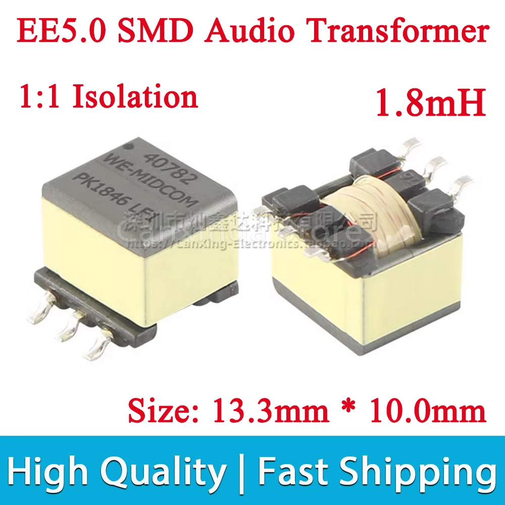 1/2/5pcs EE5.0 SMD Audio Transformer Inductance 1.8mH Turns Ratio 1:1 Isolation Pulse Signal Transformer Isolated